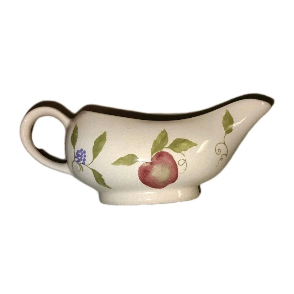 ​Four Star Stoneware Gravy Boat - Fruit Harvest Pattern (Apple, Grape, Pear)...